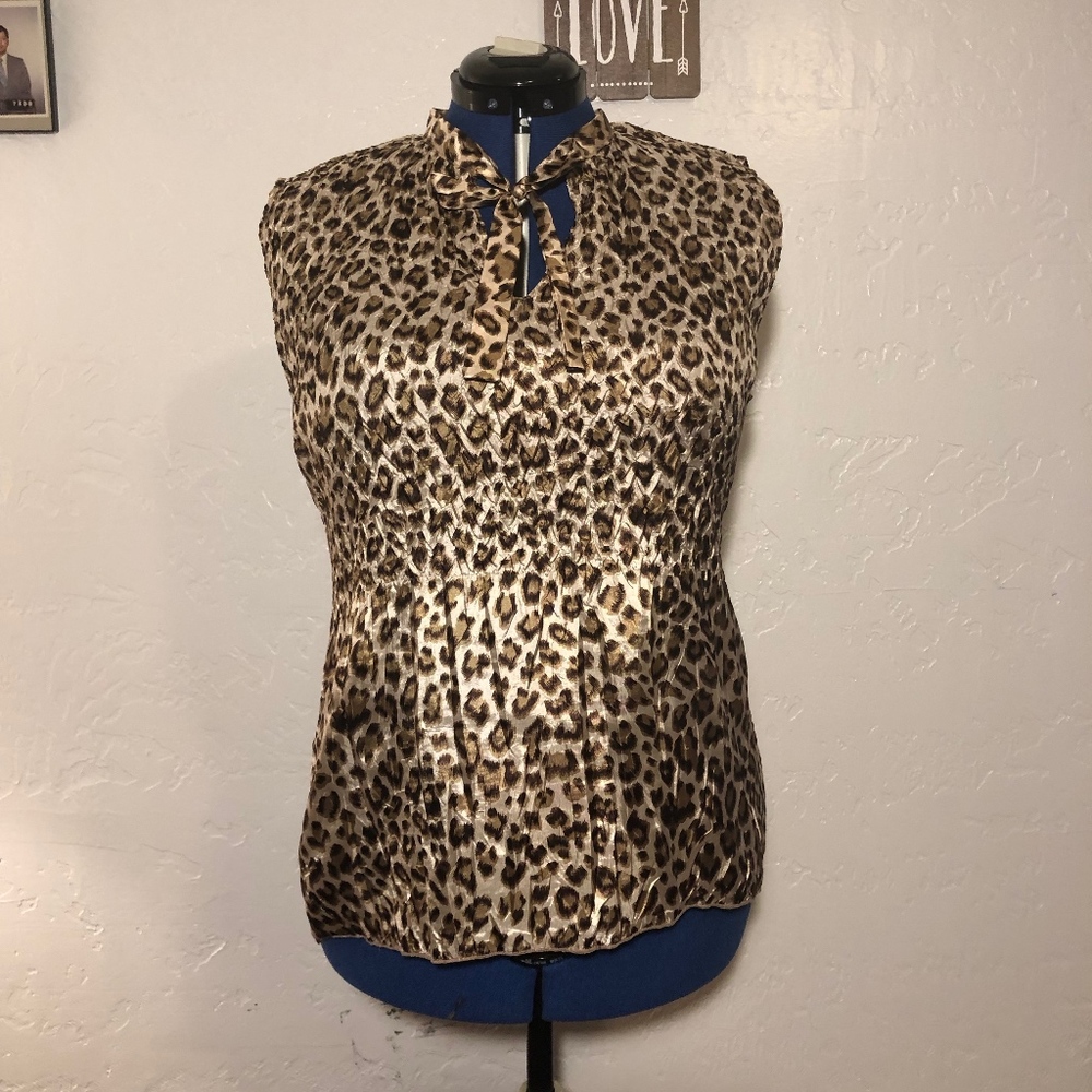 WD.NY cheetah print blouse, size medium